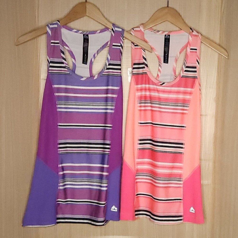 Reebok Tunic Striped Athletic Tank Top Bundle Small